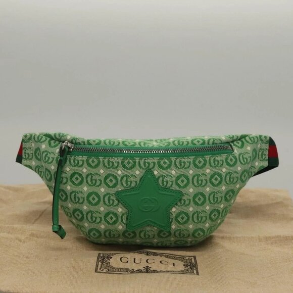 GUCCI Children's Sherry Line Bag Canvas Leather Green Silver - Picture 1 of 15
